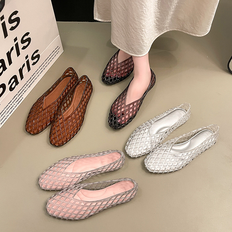 Jelly Sandal Women - omens Summer Flat Jelly Sandals Fishnet