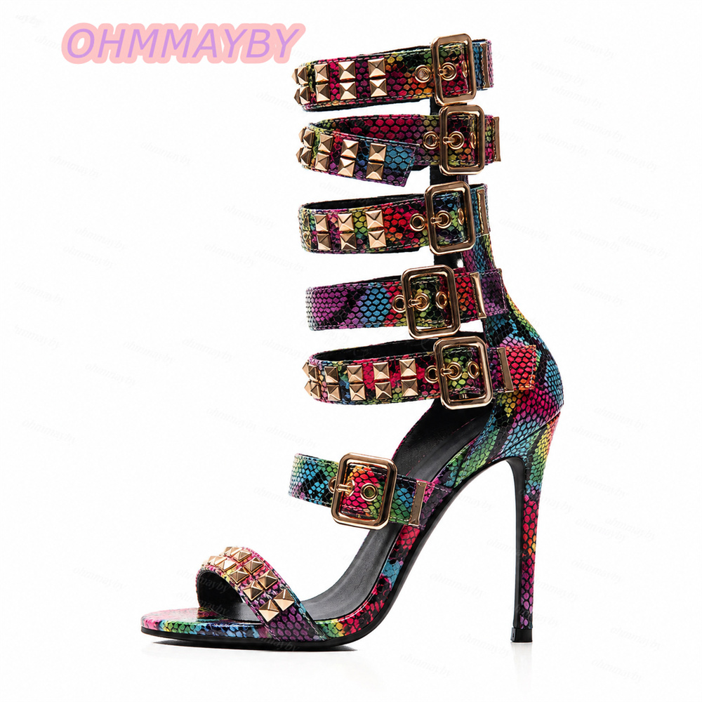 Women Multicolor Snake Print S - огляд і ціна Women Shoes Us To Eu