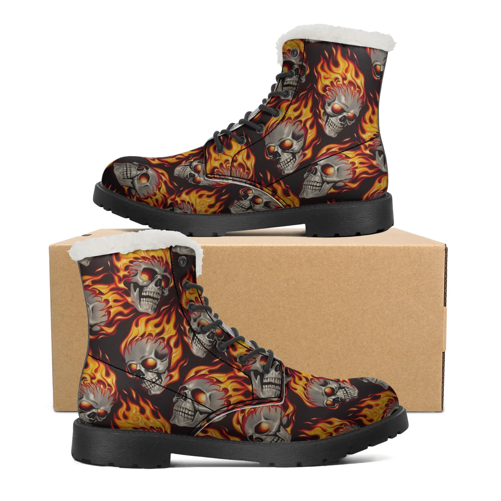 Fire Skull Patterns Snow Boots - огляд і ціна Women Shoes Us To Eu