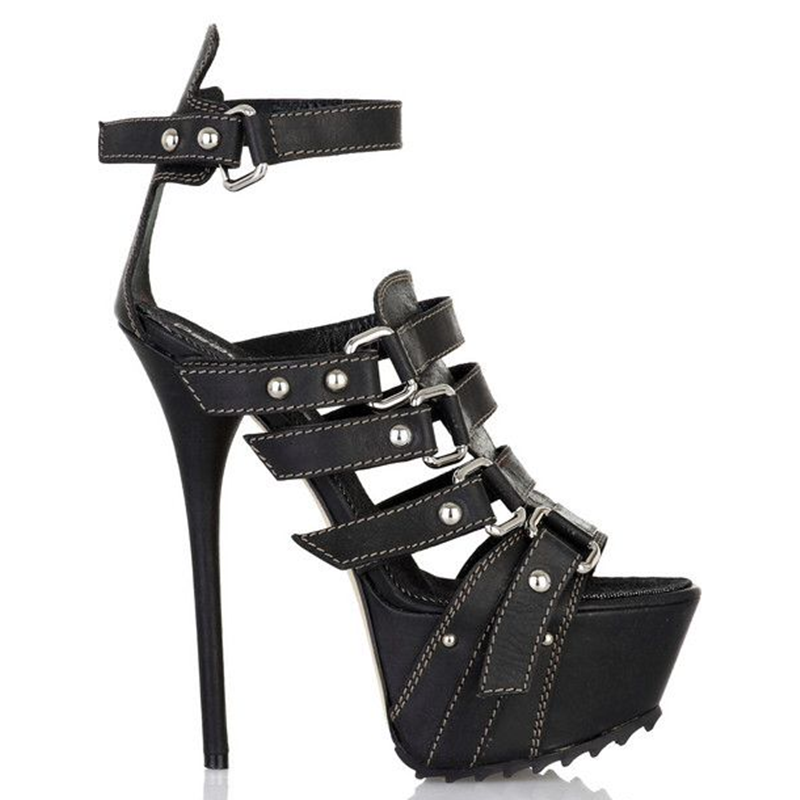Plaftorm Metal Rivet Buckle St - огляд і ціна Women'S Shoes Peep Toe
