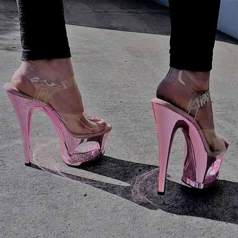 Pink Hollow Out Platform Stile - огляд і ціна Clear Strap Heel