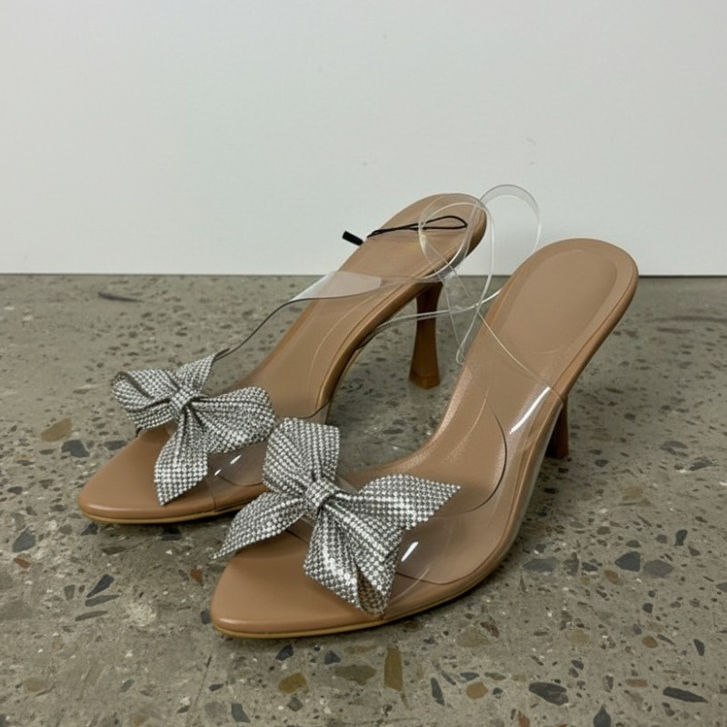 Clear PVC Rhinestone Bow Heels - огляд і ціна Jelly Sandal Women