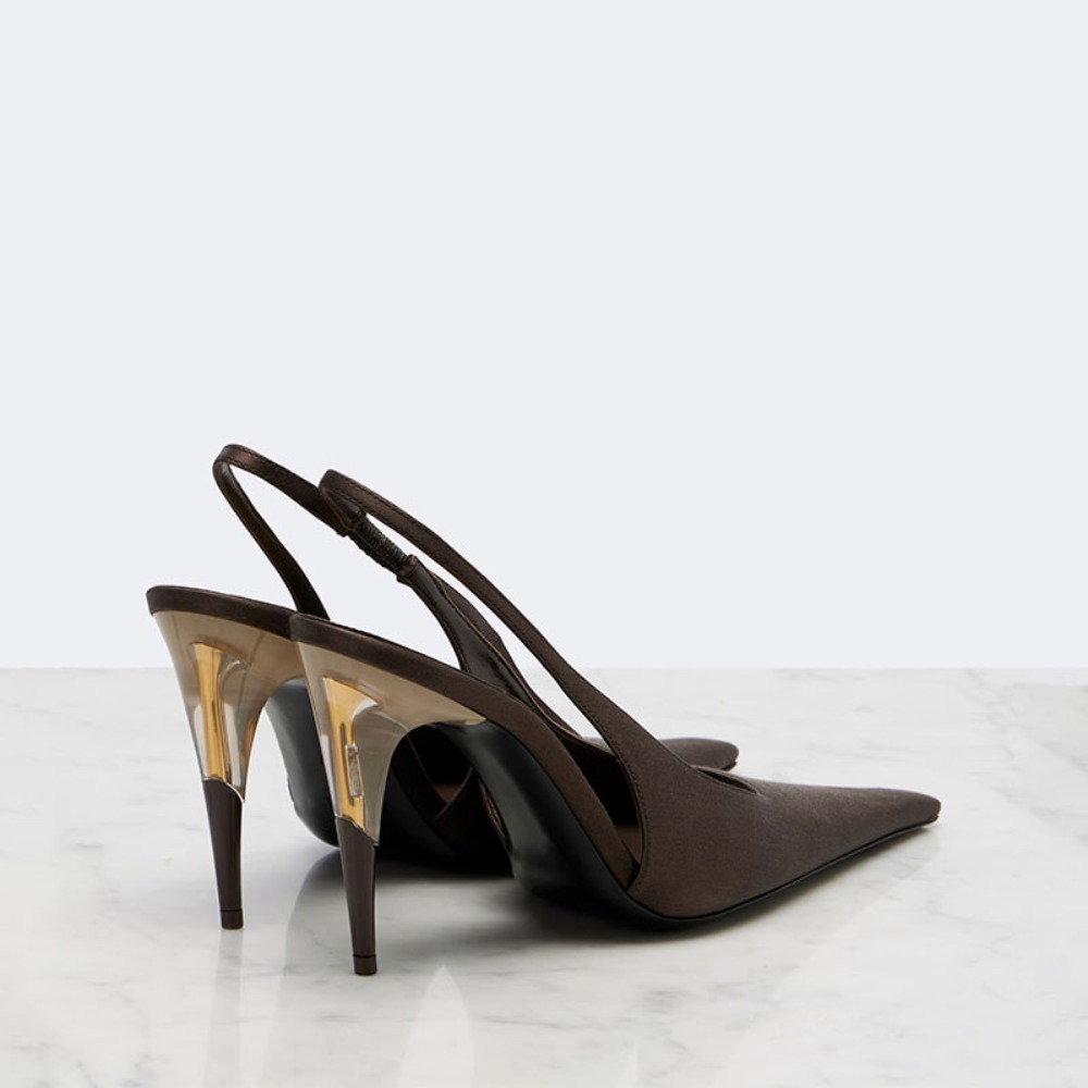 Women Satin Pointed‑Toe Stilet - огляд і ціна Clear Strap Heel