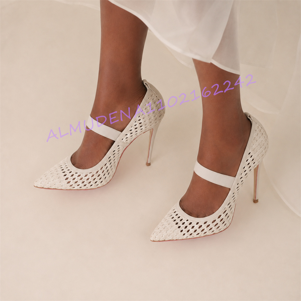 Women White Woven Pointed Toe  - огляд і ціна Women Shoes Us To Eu
